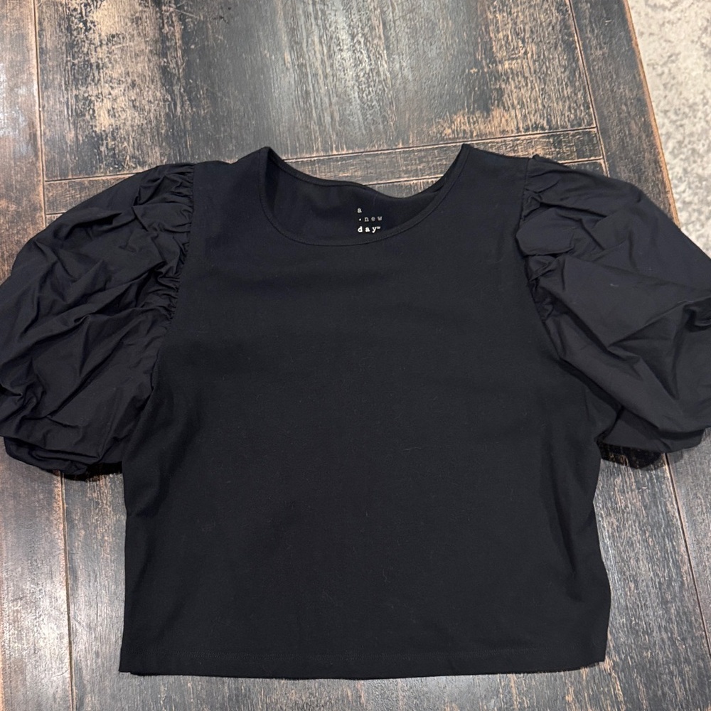 a new day Black Puff Sleeve Top